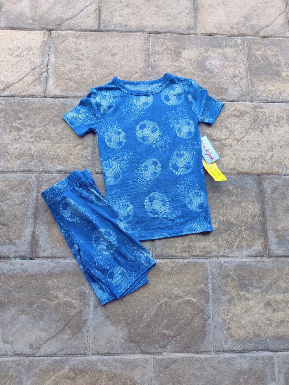NWT Cat & Jack Boys Blue Soccer Pajamas - Size 8